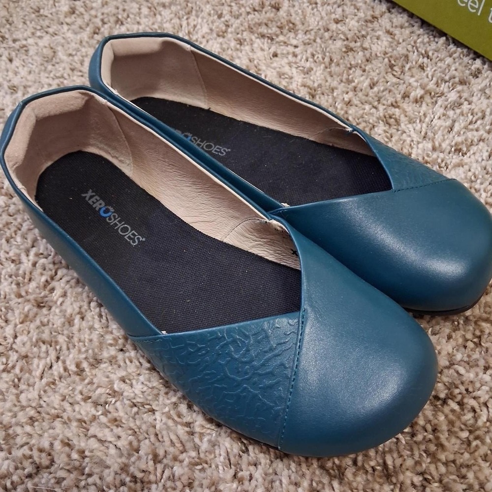 Xero Shoes Phoenix Teal Leather Minimalist Barefoot Flats 9